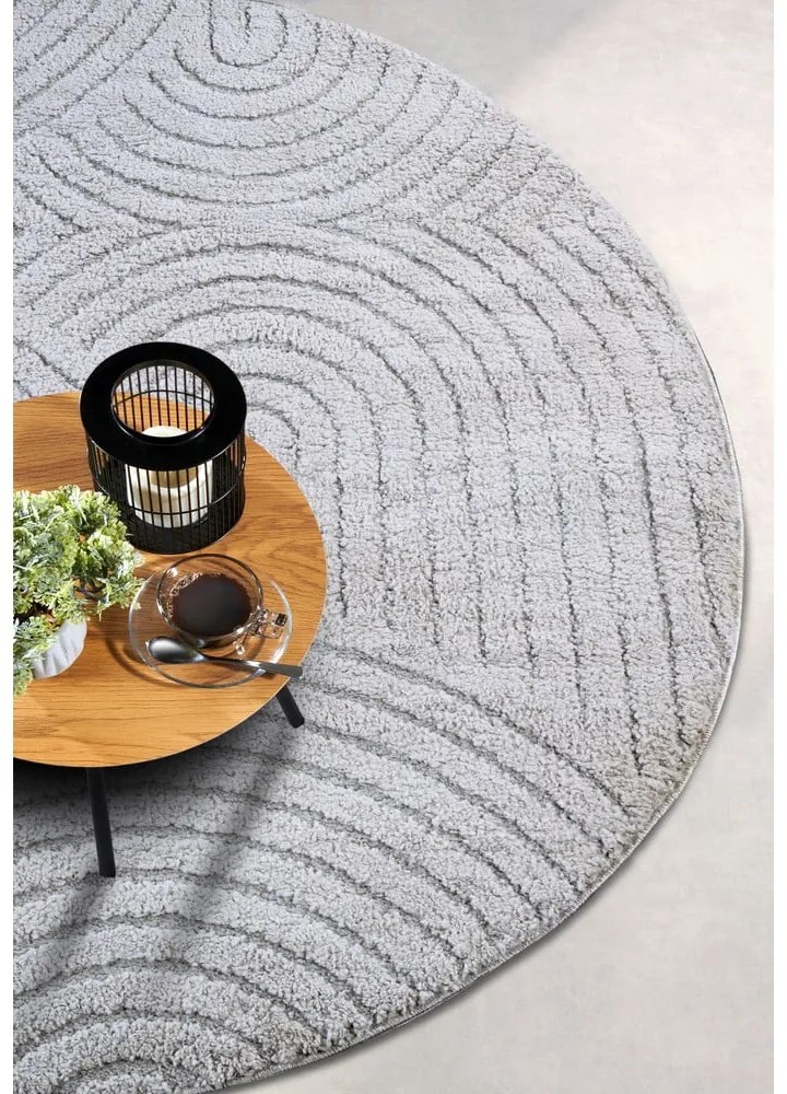 Covor gri deschis rotund ø 160 cm Panglao New York Light Grey – Elle Decoration