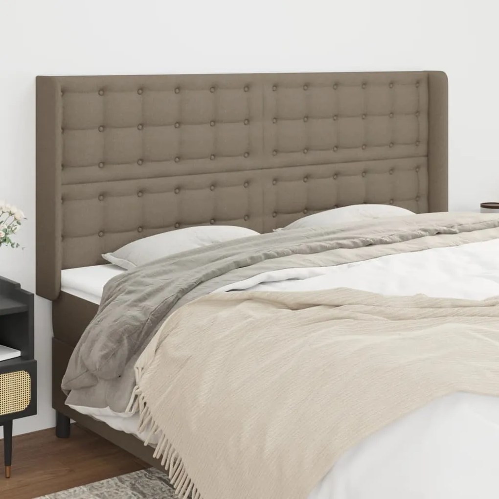 vidaXL Tăblie de pat cu aripioare gri taupe 183x16x118/128 cm textil