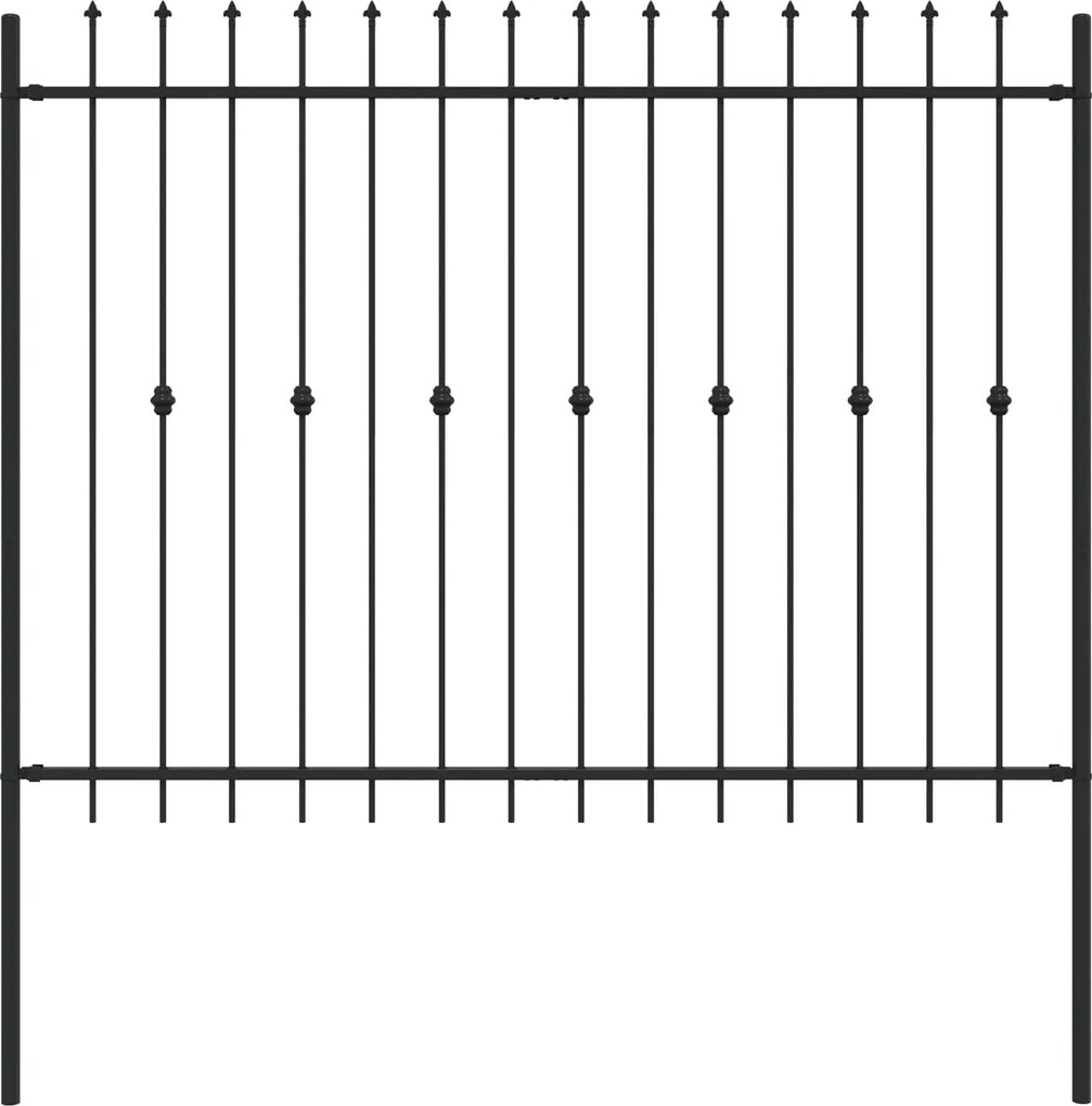 vidaXL Gard cu țărușe Negru 200 x 200 cm Oțel vopsit electrostatic