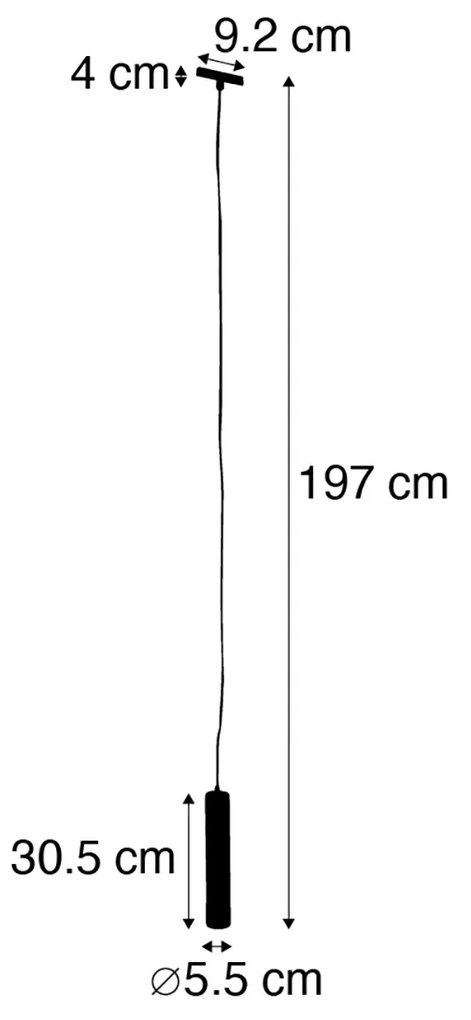 Lampă suspendată de design neagră cu adaptor de șină inclus monofazat - Slimline Tuba Small