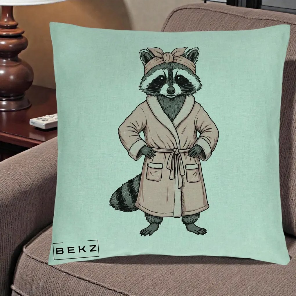 Perna Decorativa Albinuta Kawaii Vesela, 40x40 cm, Verde Menta, Husa Detasabila, Perna Inclusa, BEKZ®