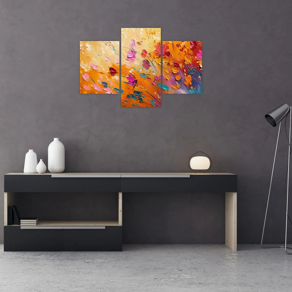 Tablou - Pictură flori colorate (90x60 cm)