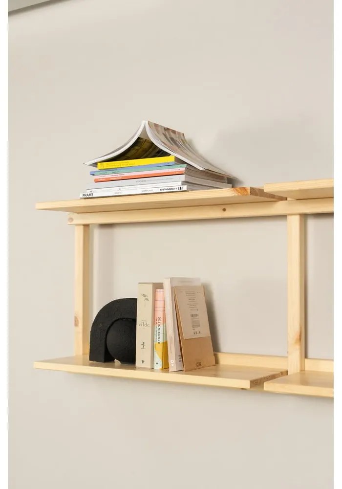 Bibliotecă de perete în culoare naturală din lemn de pin 192x47,5 cm Groove – Karup Design