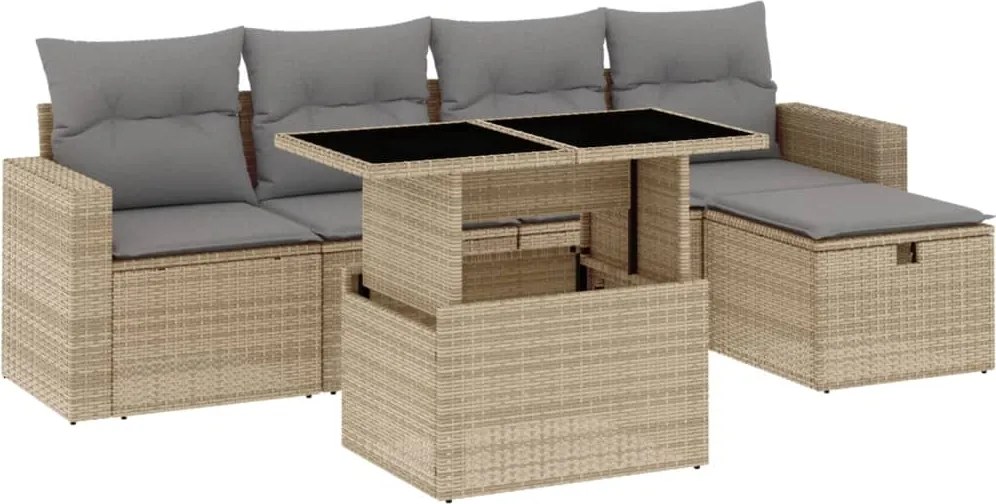 vidaXL Set canapele de grădină cu perne, 6 piese, bej, poliratan