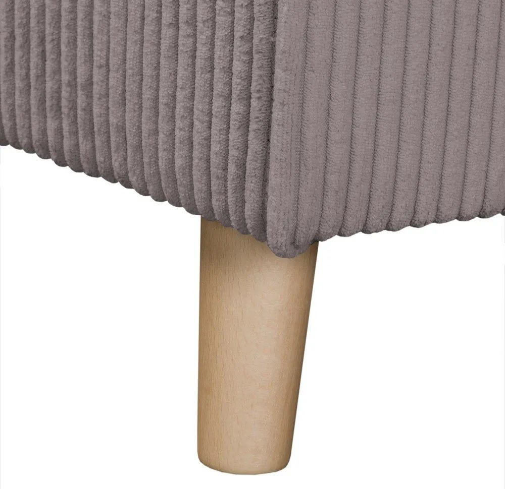 Colțar gri cu tapițerie din catifea reiată (cu colț pe partea dreaptă) Ariella – Ropez