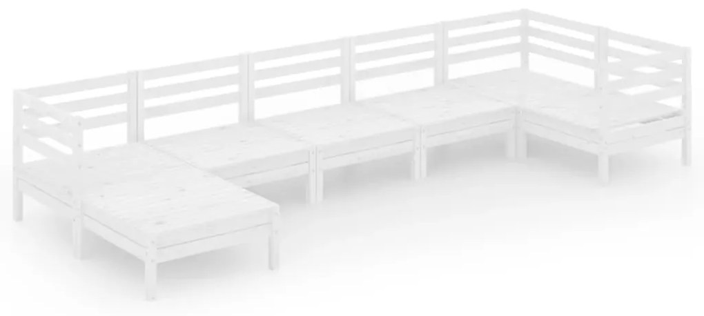 3082965 vidaXL Set mobilier de grădină, 7 piese, alb, lemn masiv de pin