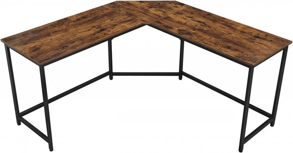 Birou de Studiu in Forma L, PAL Melaminat, Maro / Negru, Vasagle, LWD73X