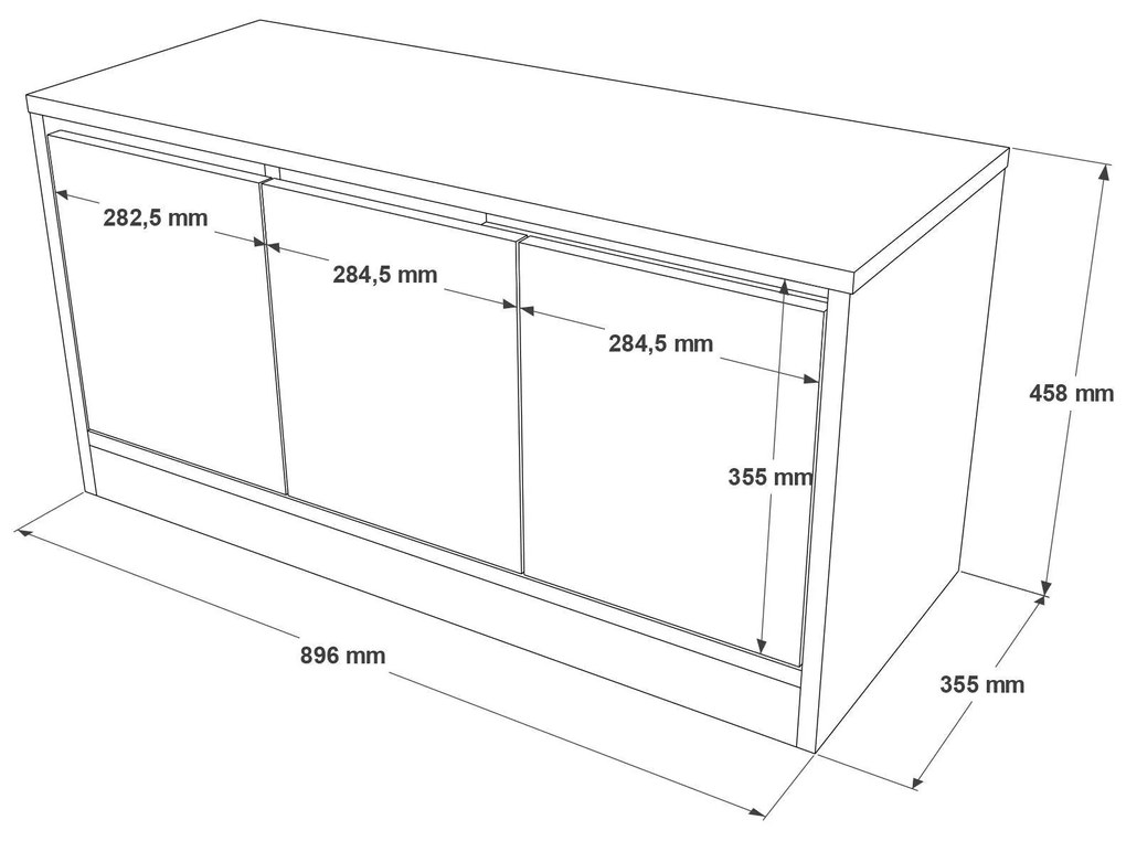 Pantofar Octopod cu 3 usi si taburet, Alb - Stejar, 90 x46 x 36 cm