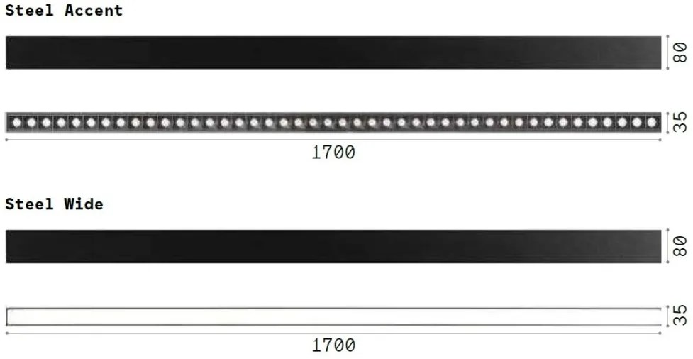 Lustra liniara cu lumina directa si indirecta STEEL WIDE White 3000K