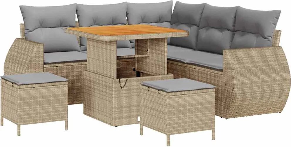 vidaXL Set de canapele pentru grădină 8 pcs Bej poliratan