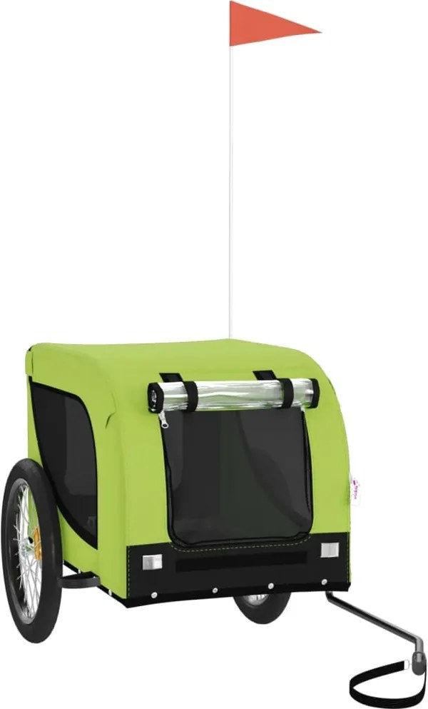 vidaXL Remorcă bicicletă animale companie, verde/negru, oxford/fier