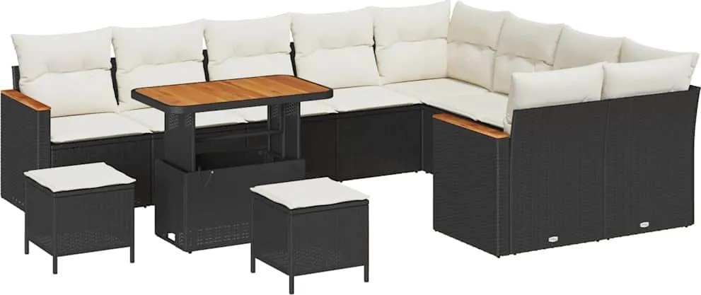 vidaXL Set de canapele pentru grădină 12 pcs Negru Poli Rattan