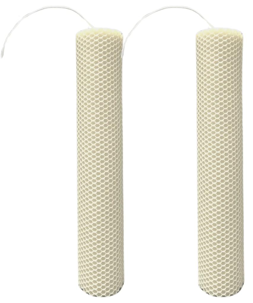 Set 2 Lumanari naturale fagure din Ceara de Albine colorata Ivory 3,5 cm, 30 cm