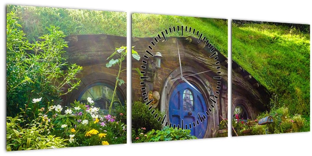 Tablou - Orasul Hobitin (cu ceas) (90x30 cm)