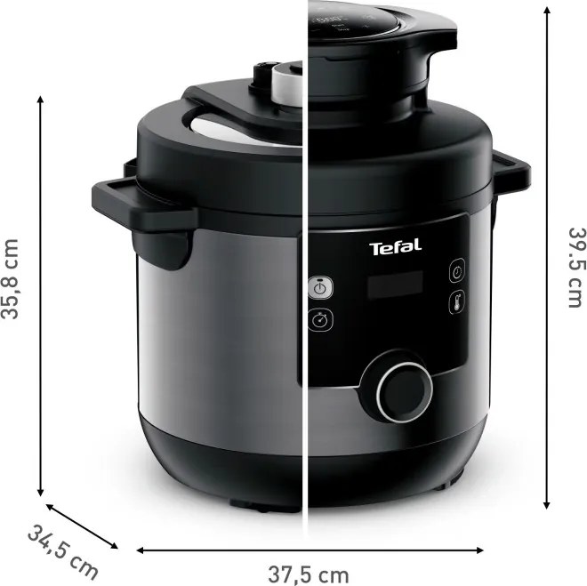 Multicooker Tefal Turbo Cuisine & Fry CY778830, 70 kPa, 1200W, 7.6 l, 15 programe, Acoperire neaderenta, Mentinere caldura, Control digital, Negru