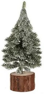 Decorațiune de Crăciun Brad pe butuc, 19 cm,înghețat, SET DE 2 BUCĂȚI