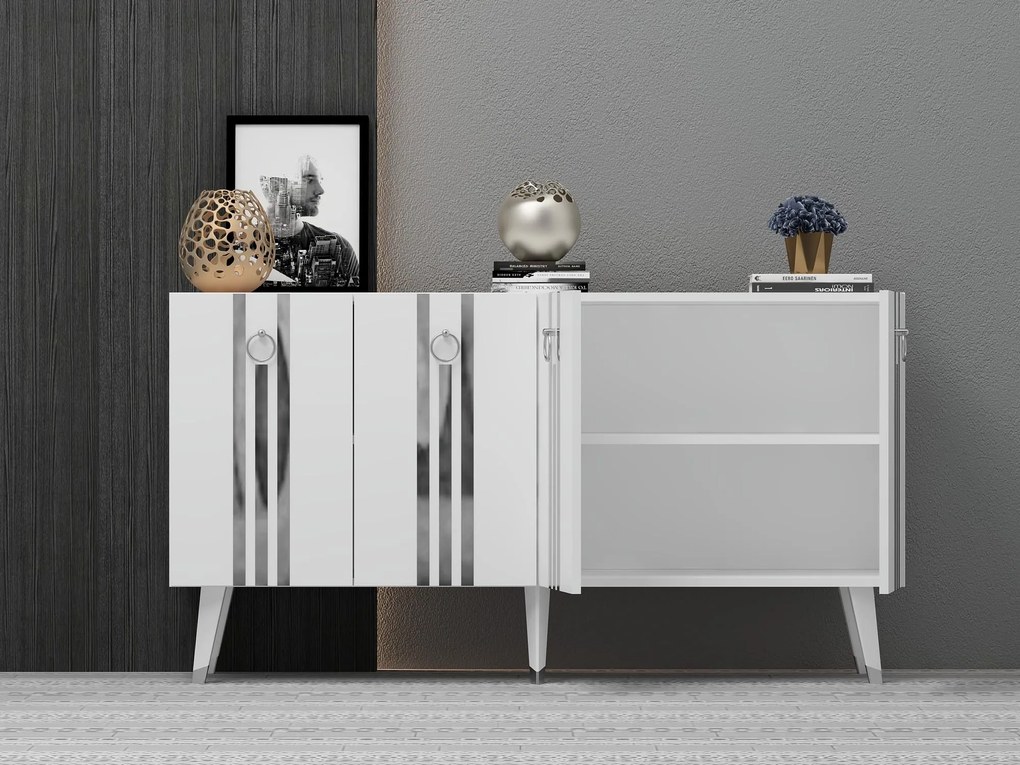 Dulap Pometu (alb + arigintiu) . 1093456