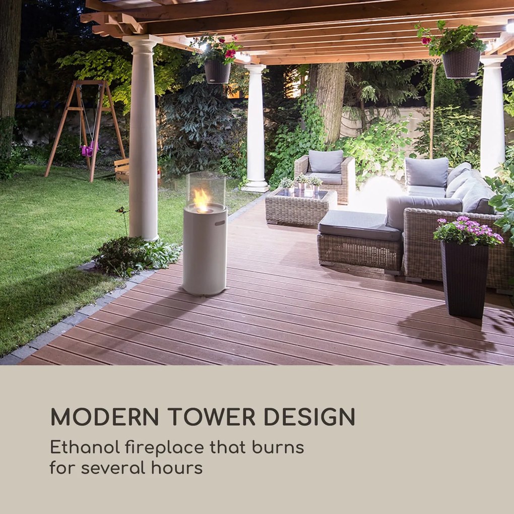 Blumfeldt Fiamme Tamburo, șemineu cu etanol, arzător inox, 0,8 litri, timp de ardere 4-5 ore.