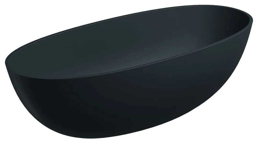 Omnires Shell M+ cada freestanding 175x78 cm ovala negru SHELL175WWBLV
