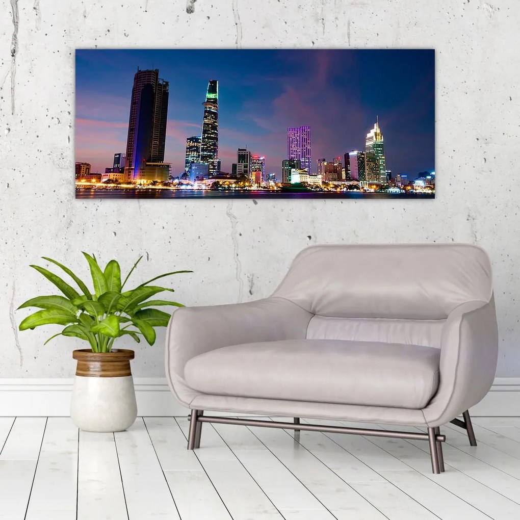 Tablou orașului nocturn (120x50 cm)