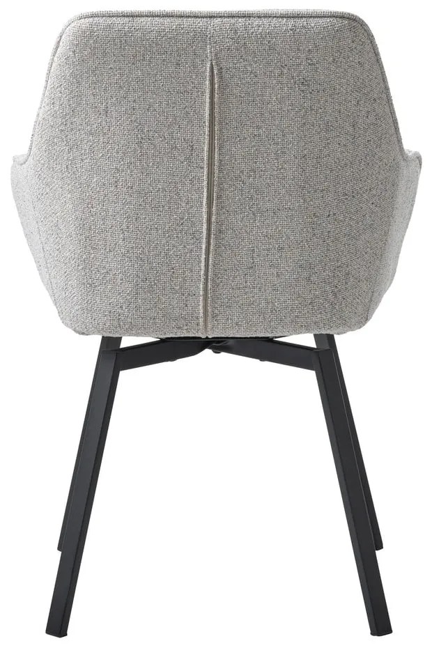 Scaun de sufragerie gri deschis cu cotiere tapițat Alma – Unique Furniture