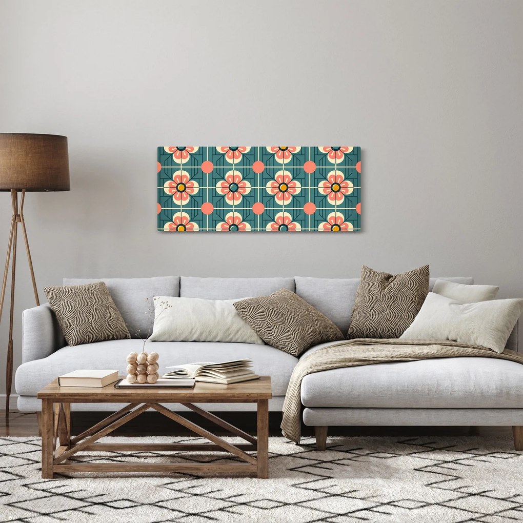 Tablou - Model retro cu flori (120x50 cm)