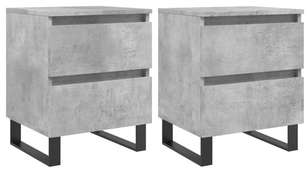 826901 vidaXL Noptiere, 2 buc., gri beton, 40x35x50 cm, lemn compozit