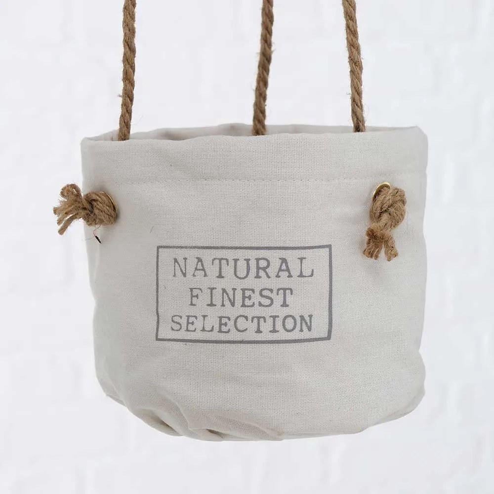 SUPORT GHIVECI FLORI SUSPENDABIL, D 16 CM, TEXTIL, ALB