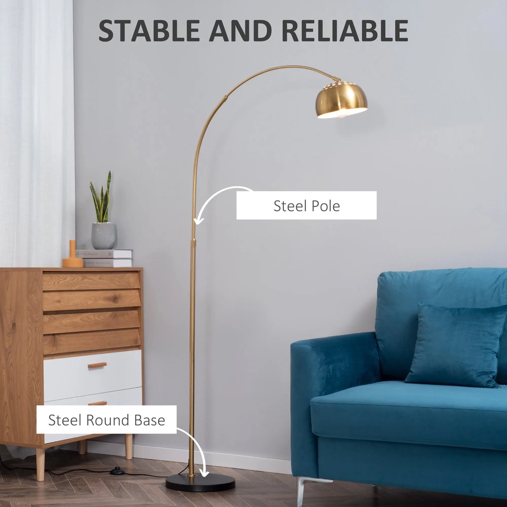 Lampa de podea cu abajur, 30x100x167cm, aurie HOMCOM | Aosom RO