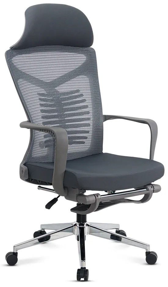 Scaun ergonomic SYYT 9502 gri, rabatabil cu suport de picioare