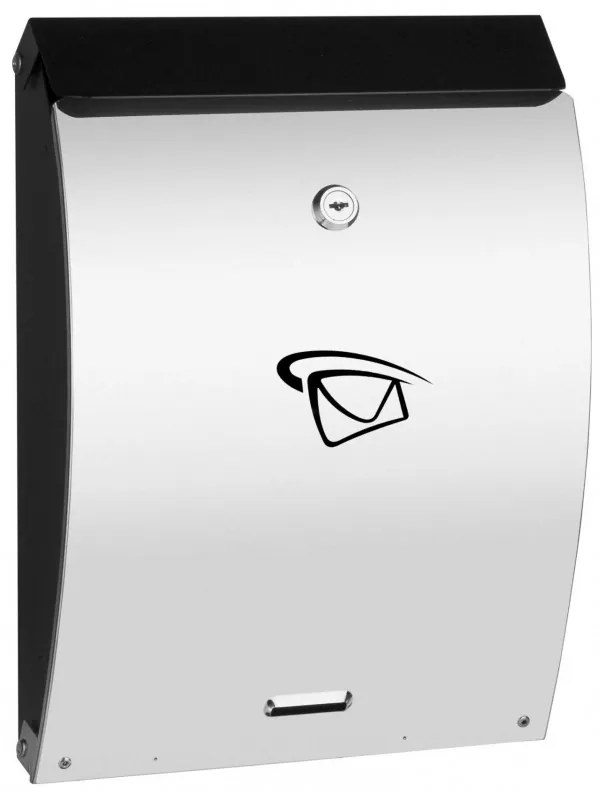 LUX16 cutie de scrisori, Neagră + oțel inoxidabil