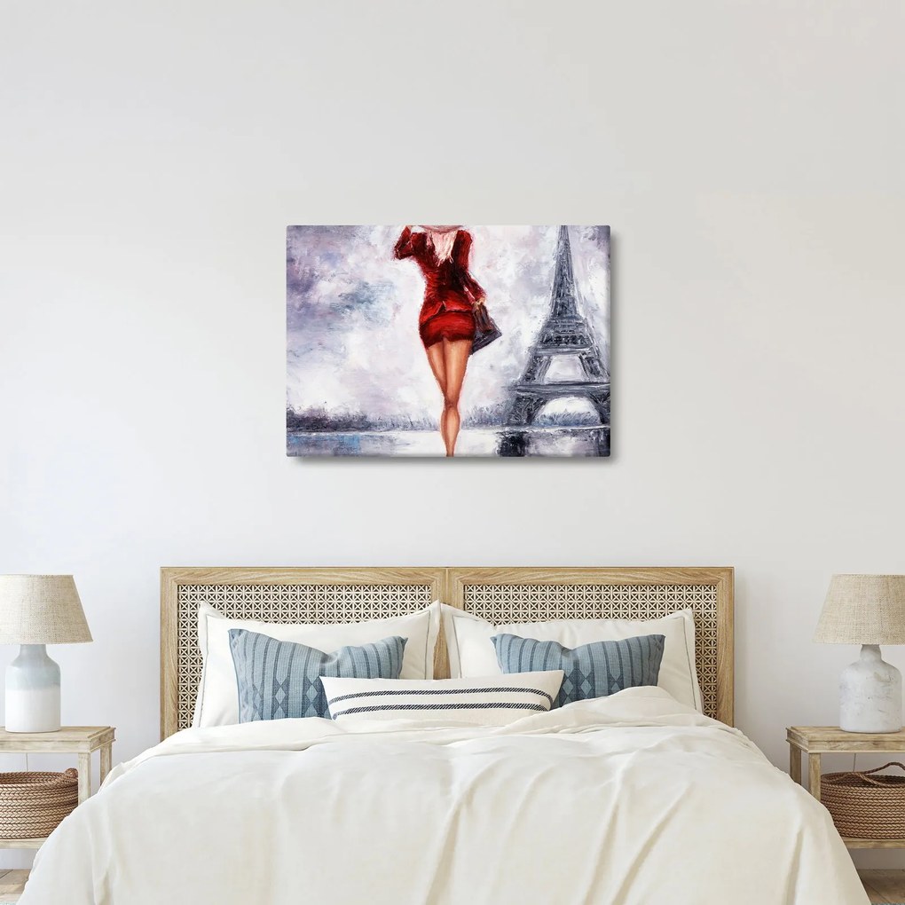 Tablou - Femeie și Turnul Eiffel (70x50 cm)
