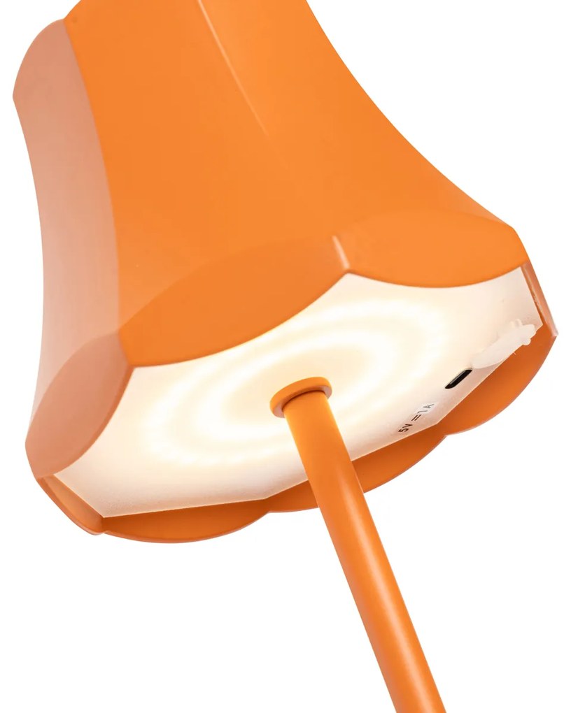 Set de 2 lămpi de masă retro portocalii reîncărcabile IP44 - Granny