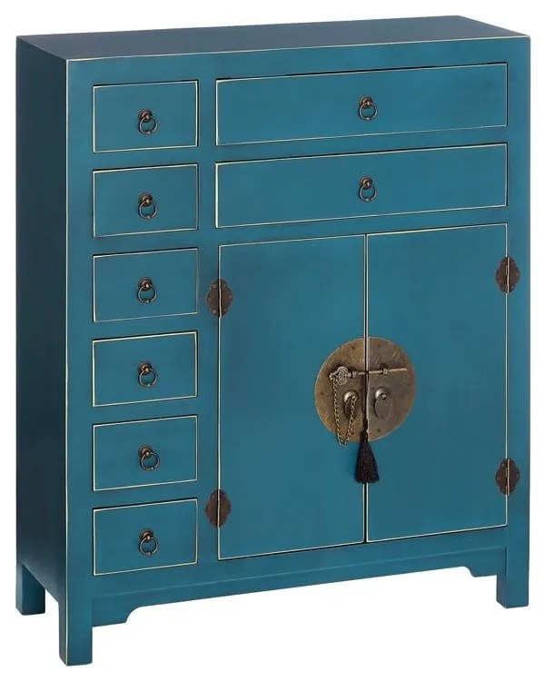 Comodă albastră înaltă 73x90 cm Oriente – Ixia