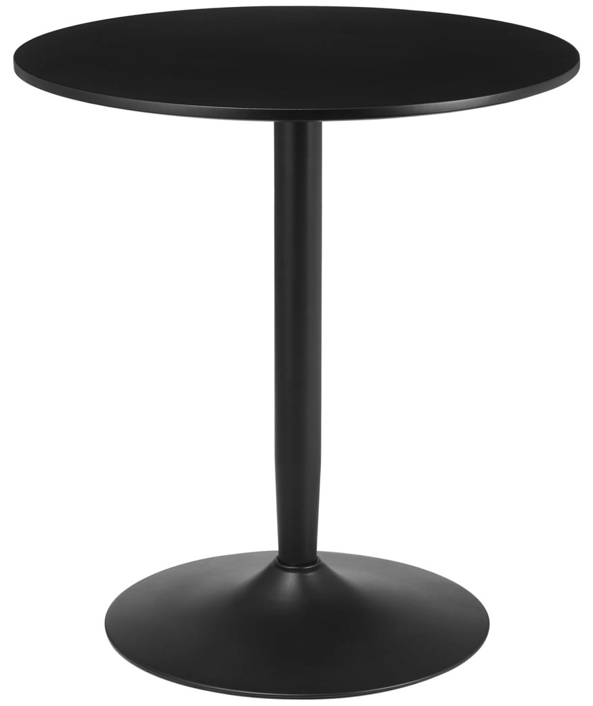 HOMCOM Masă de Bucătărie pentru 2 persoane, suprafață circulară, bază din oțel, negru, 70 x 70 x 75 cm | Aosom Romania