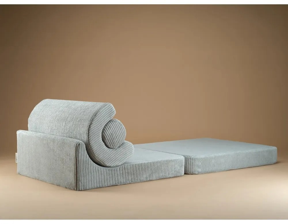 Fotoliu pentru copii verde mentă cu tapițerie din catifea reiată Flipster – Wigiwama