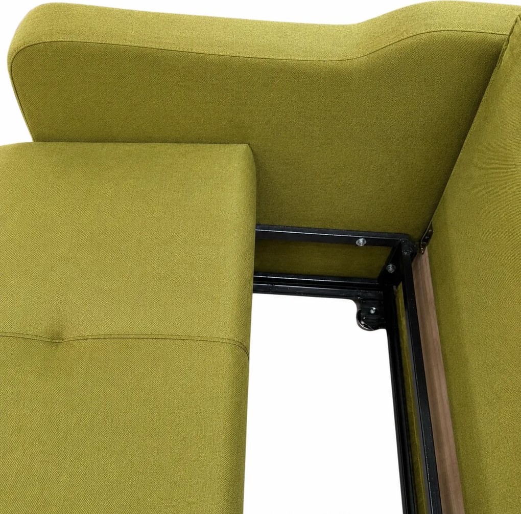 Canapea SAMY NEXT extensibila, 2 locuri, cu lada de depozitare, catifea plusata gri, cadru metalic, 152x100x92 cm Galben Mustar, stofa