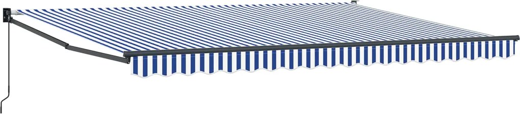vidaXL Copertină retractabilă manuală Albastru și Alb 4 x 2 m