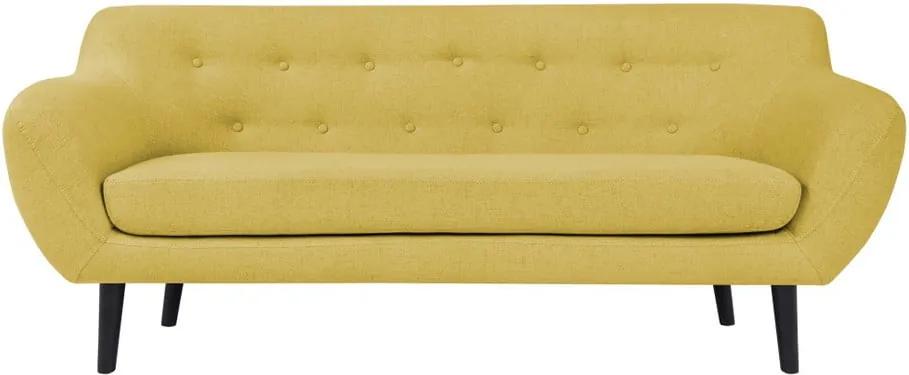 Canapea cu 3 locuri și picioare maro Mazzini Sofas Piemont, galben