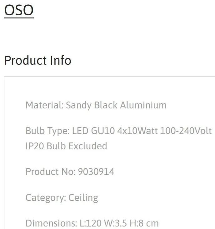 Plafoniera cu 4 Spoturi directionabile stil minimalist OSO, NVL-9030914
