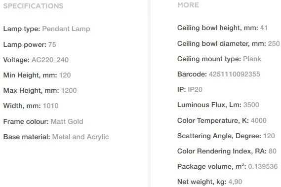 Lustra LED design modern Line auriu mat, 4000K