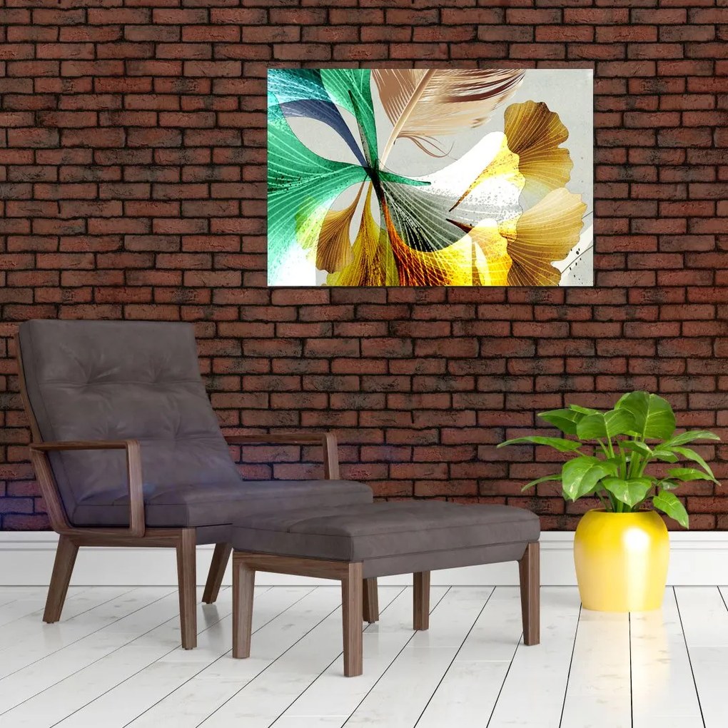 Tablou - Frunze cu pană (90x60 cm)