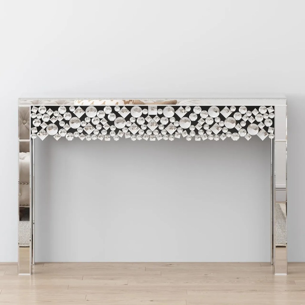 MAOG205 - Masa toaleta oglinda, masuta consola, 120 cm, cosmetica machiaj, vanity birou, Argintiu
