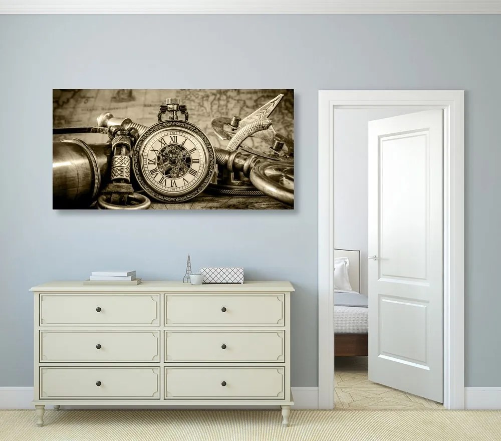 Tablou ceasul din trecut în design sepia
