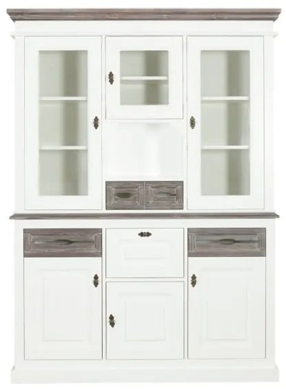 Bufet Cu Vitrina Cabana Alb Si Antracite, 146 Cm