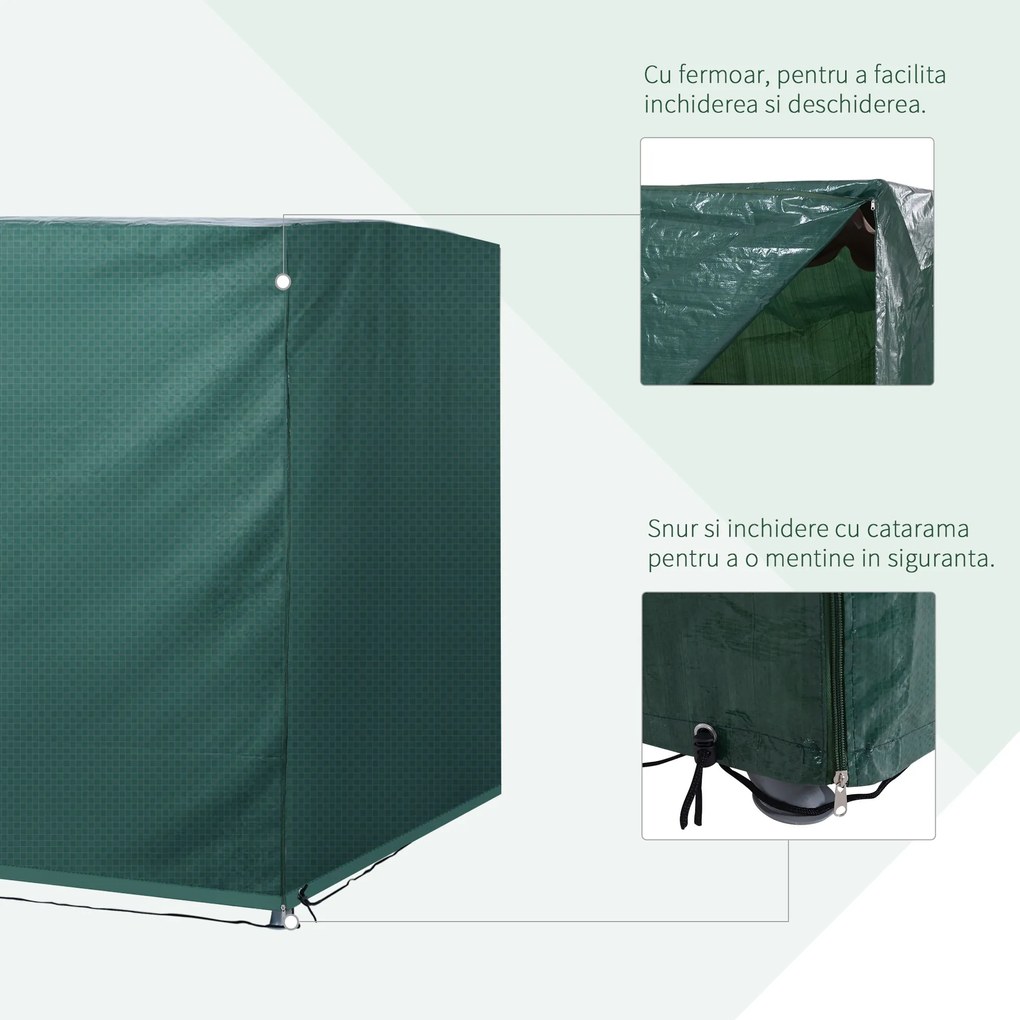 Prelata de Acoperit Mobilier de Extern Outsunny, Impermeabil, PE, Verde,215x155x150cm | Aosom Romania