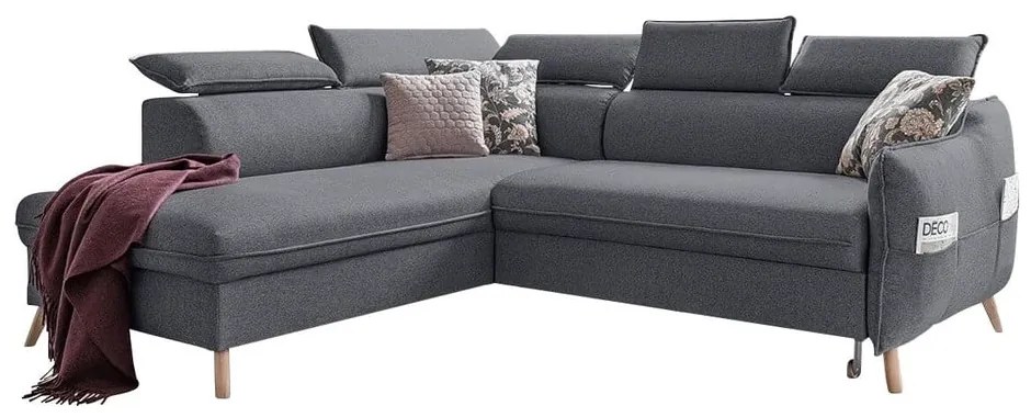 Colțar gri închis extensibil (cu colț pe partea stângă ) Sweet Harmony – Miuform