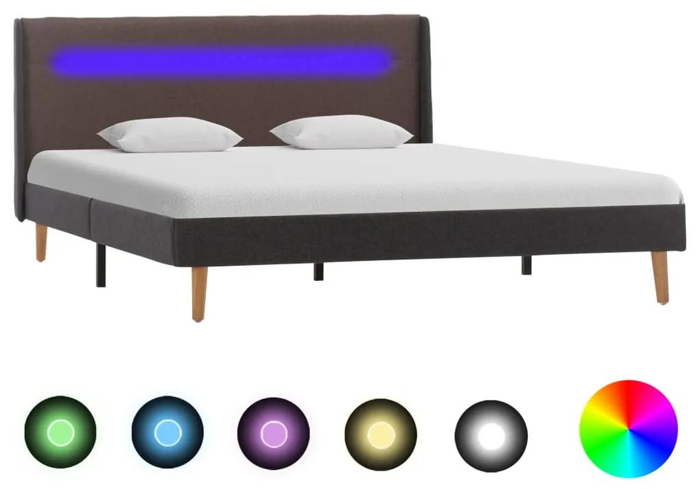 286706 vidaXL Cadru de pat cu LED, gri taupe, 140 x 200 cm, material textil
