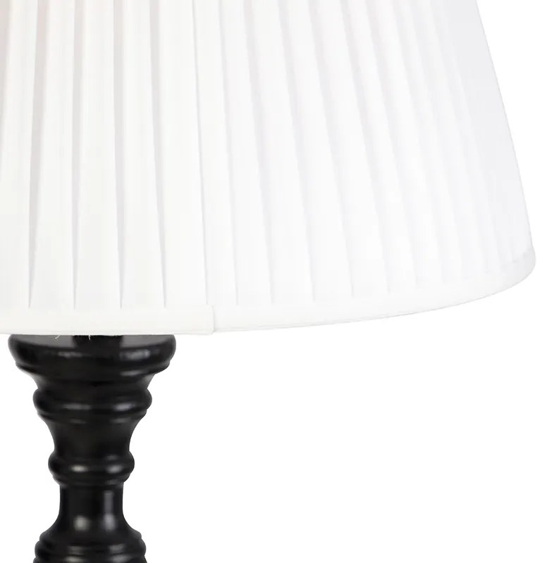 Lampă de podea neagră cu abajur plisat alb 45 cm - Classico