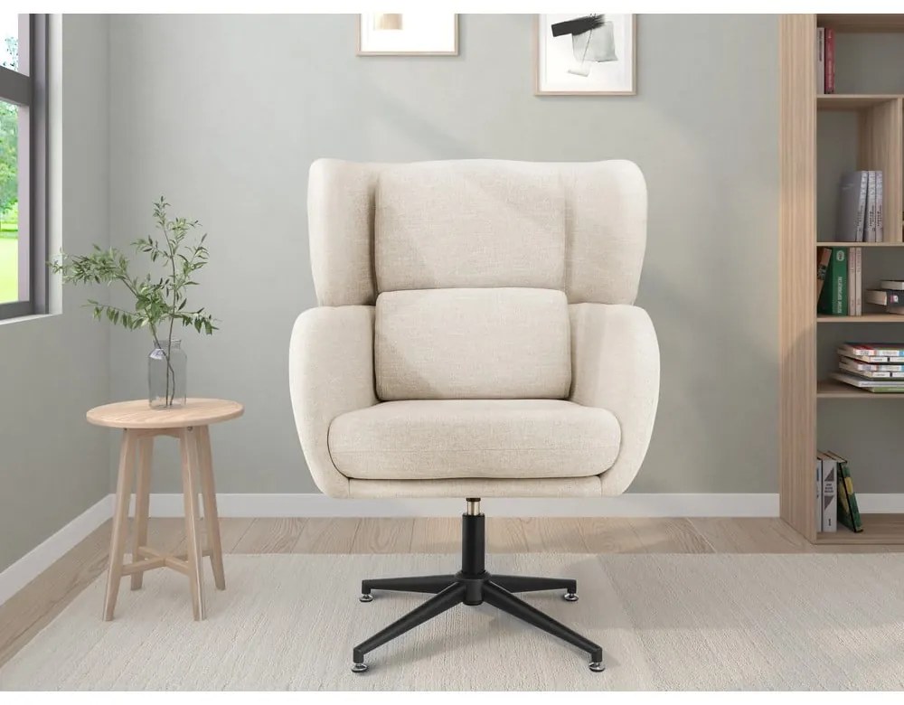 Fotoliu alb wing cu tapițerie din catifea Vanessa – Støraa